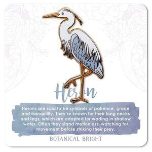 Heron‎ Bird Enamel Pin - Gold Plated Brooch - Nature & Wildlife Jewelry